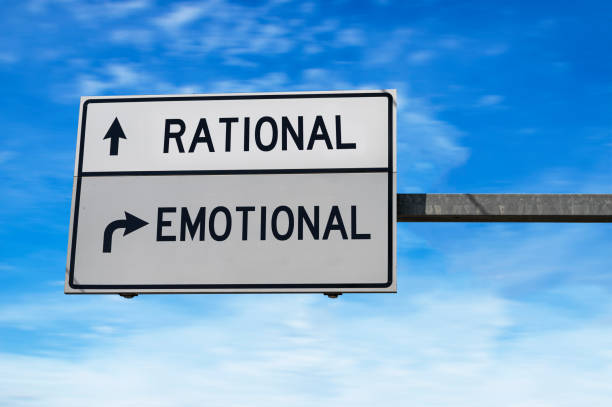 istock Road sign with words rational and emotional. 1368751913