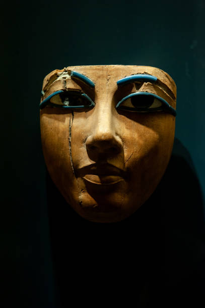 istock Egyptian face in decorated wood 1368754594
