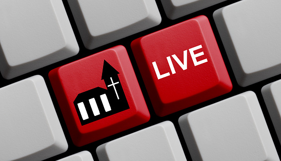 Chrurch Livestream online - red computer keyboard