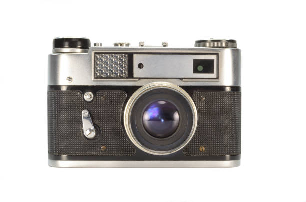 istock Old film camera isolated on white background. 1368757720