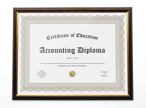 An example certificate of completion for an Accounting course. Fictional data.