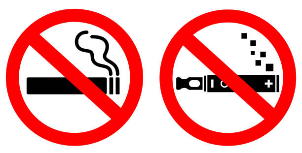 No vape smoking vector sign No smoking vector signs set isolated on white background handicap logo stock illustrations