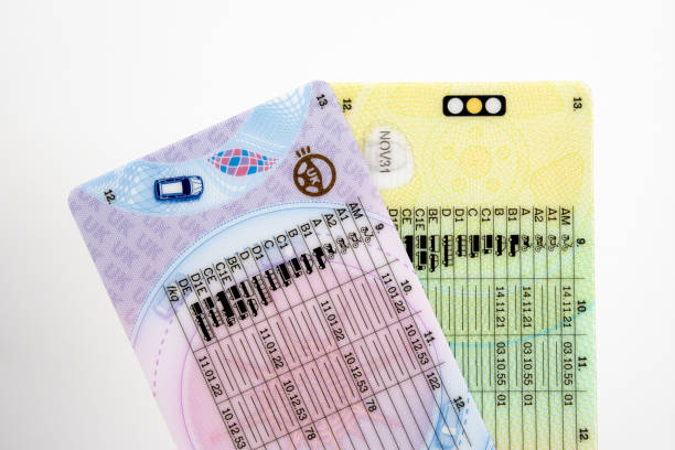 UK Driving Licence cards. stock photo