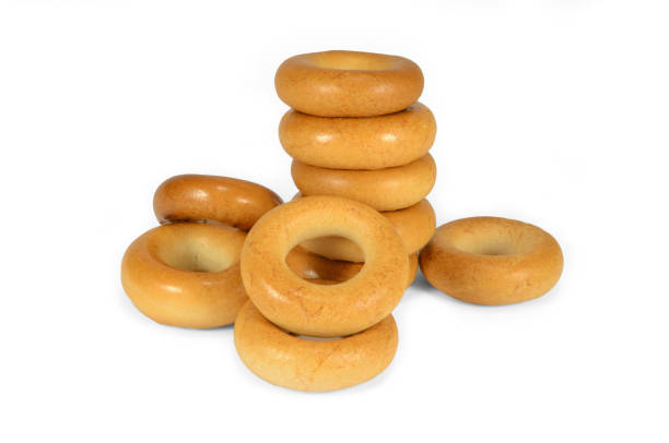istock Culinary product bagels. Isolated on a white background. 1368764956