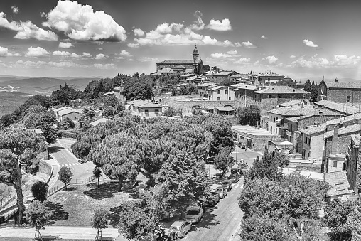 Scenic aerial view over the town of Montalcino, province of Siena, Tuscany, Italy