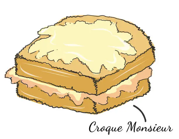 Vector illustration of Croque monsieur European Sandwhich