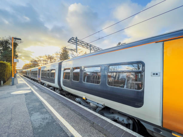 Generic Electric electrification trains platform UK stock photo