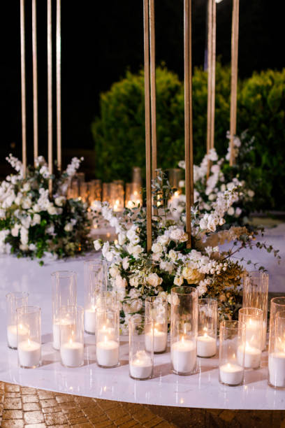 istock Beautiful romantic shining decorations in twilight 1368771130