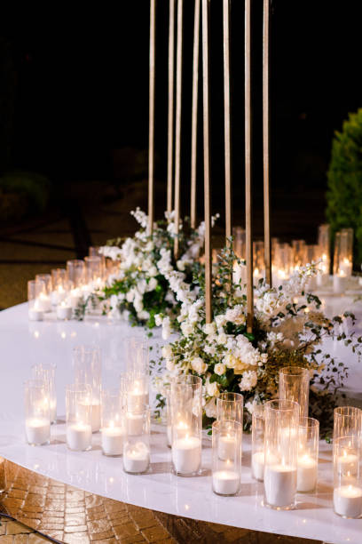 istock Beautiful romantic shining decorations in twilight 1368771136