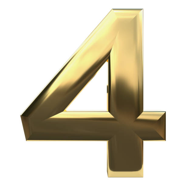 Gold Number 3D metal reflective with white background