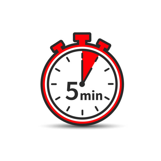 ilustrações, clipart, desenhos animados e ícones de ícone do relógio de cinco minutos isolado no fundo branco. símbolo de tempo vetorial de 5 minutos. - clock clock face watch isolated