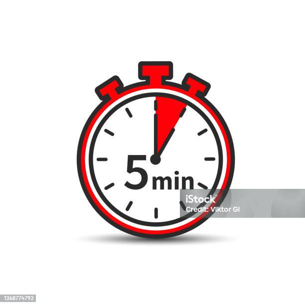 Five Minutes Clock Icon Isolated On White Background 5 Minutes Vector Time Symbol Stock Illustration - Download Image Now