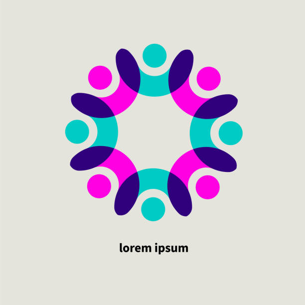 Teamwork icon, unity of people Teamwork icon, unity of people. Friendship, family abstract round symbol. Business community sign. Networking flat concept a logo stock illustrations