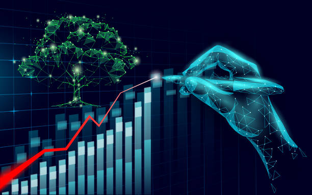 istock 3D digital ecology positive trend concept. Nature save planet business idea increase profits marketing. Investment control hand pen drawing graphic vector illustration 1368778008