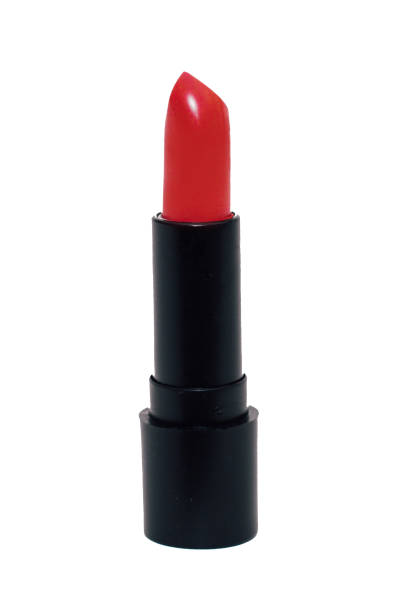 istock Red modern moisturizing lipstick in black base isolated on white background 1368781515