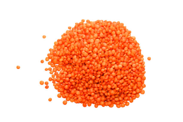 istock Groats red lentils isolated on white background 1368781655