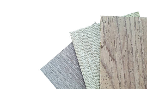 istock wooden veneer swatch samples containing multi grey oak ,douglas fir and maple textures isolated on background with clipping path. palette of interior material for mood and tone board presentation. 1368783864