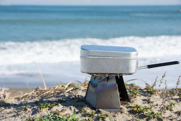 istock Camping utensils placed on the coast / Hitachinaka City, Ibaraki Prefecture 1368784097