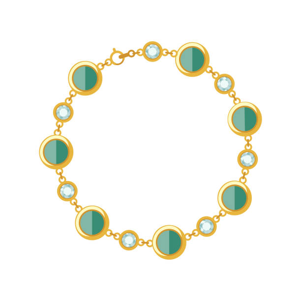 Bracelet with gemstones on a white background. Gold bracelet with gemstones on a white background. vintage diamond bracelet stock illustrations