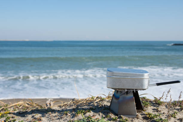 istock Camping utensils placed on the coast / Hitachinaka City, Ibaraki Prefecture 1368785385