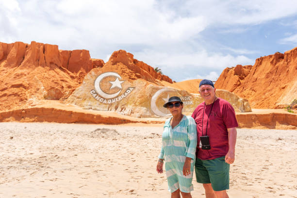 istock Senior couple on Canoa Quebrada beach 1368788013
