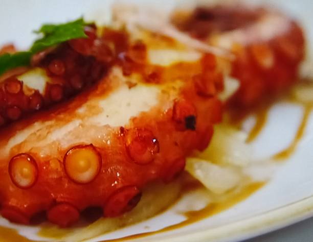 octopus luciana gourmet - gourmet salad dinner prepared fish photos et images de collection