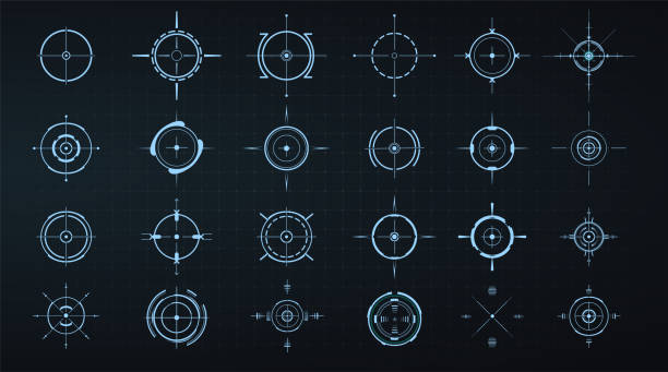 futuristische hud virtuelle bedienfelder. hologramm touchscreen high-tech-design - healthcare technology background stock-grafiken, -clipart, -cartoons und -symbole