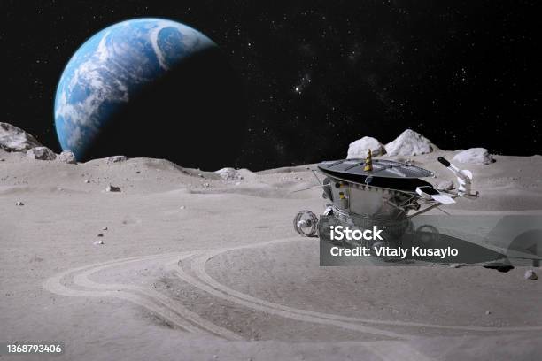 Abandoned Old Moon Rover Stock Photo - Download Image Now - Moon Surface, Moon Buggy, Moon