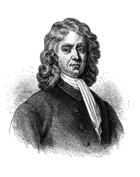 아이작 뉴턴의 초상화 (1642 - 1727) 영어 수학자, 물리학자, 천문학자 및 신학자 - sir isaac newton stock illustrations