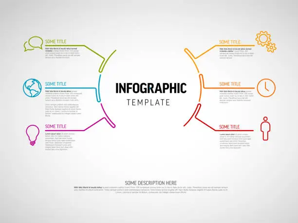 Vector illustration of Vector Infographic schema template with big centre circle