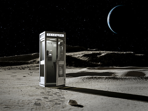 Antigua cabina telefónica en la luna photo