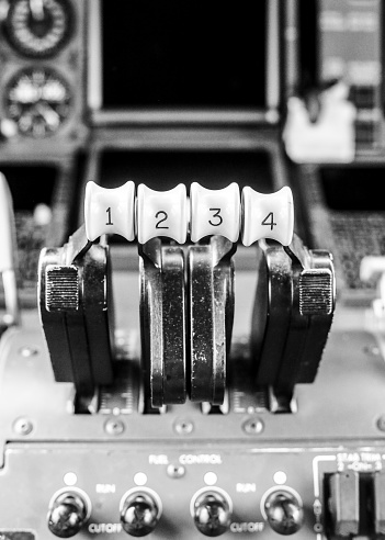 Cockpit flight controls of a commercial jet