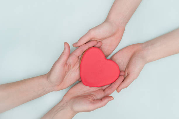 istock Valentine's Day, colorful gingerbread in the palms. 1368796172