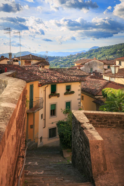 istock Barga Italian mountain town cityscape skyline rooftops 1368797438