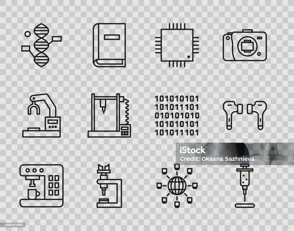 Set Line Coffee Machine Syringe Processor With Microcircuits Cpu ...