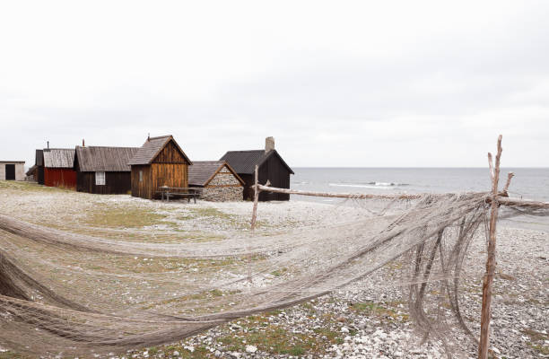 View of the Helgumannen fishing station located at the Faro island in the Swedish province of Gotland.