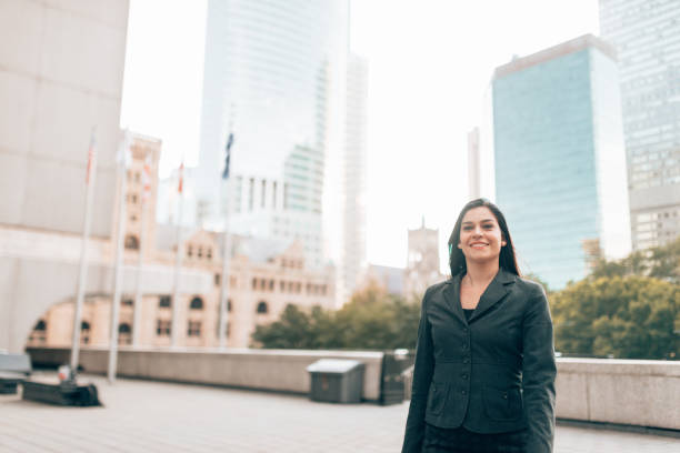 istock business woman standing in Montreal downtown 1368803207