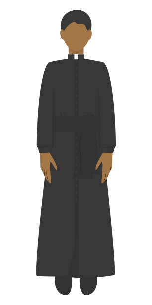 ilustraciones, imágenes clip art, dibujos animados e iconos de stock de sacerdote en sotana con collar romano pastor cristiano - sotana