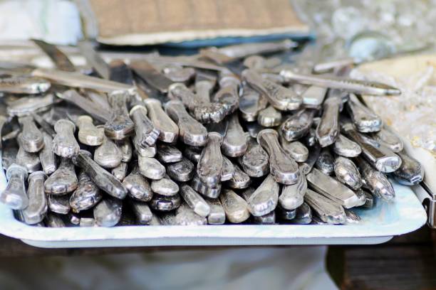 istock Collection of used silverware for sale 1368804889