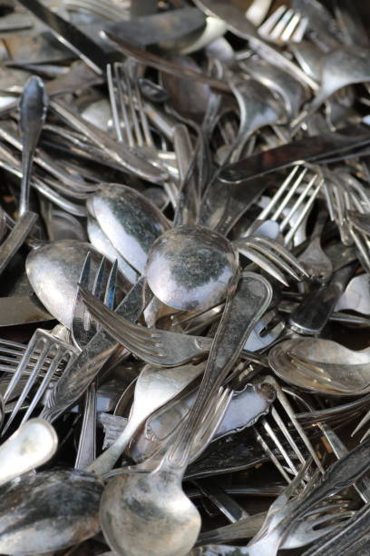 istock Collection of used silverware for sale 1368804951