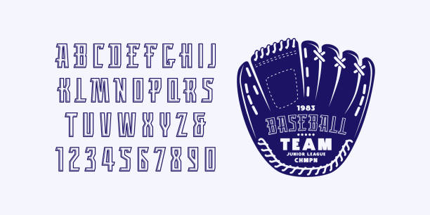 Decorative hollow font in sport style Decorative hollow font in sport style. Letters and numbers for label and t-shirt design. Vector illustration baseball glove stock illustrations