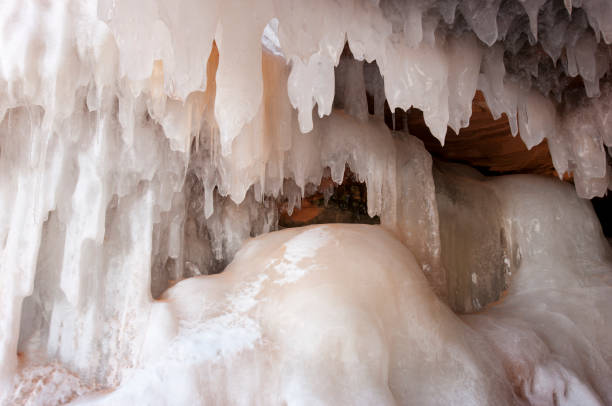 Ice caves in the Apostle Islands along the Lake Superior shoreline rarely form