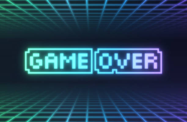 Game Over Digital Video Game End Screen Design Background Game over digital video game end screen abstract background grid design. leisure games stock illustrations