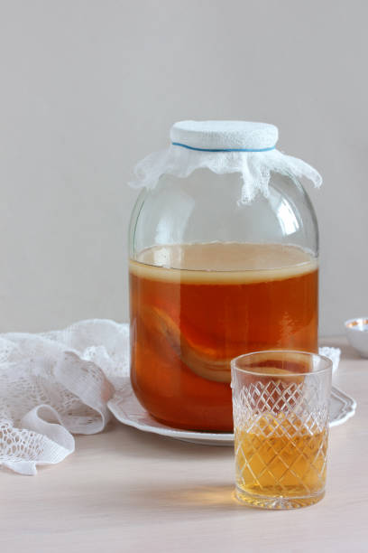 istock drink made from kombucha, tea kvass. 1368817953