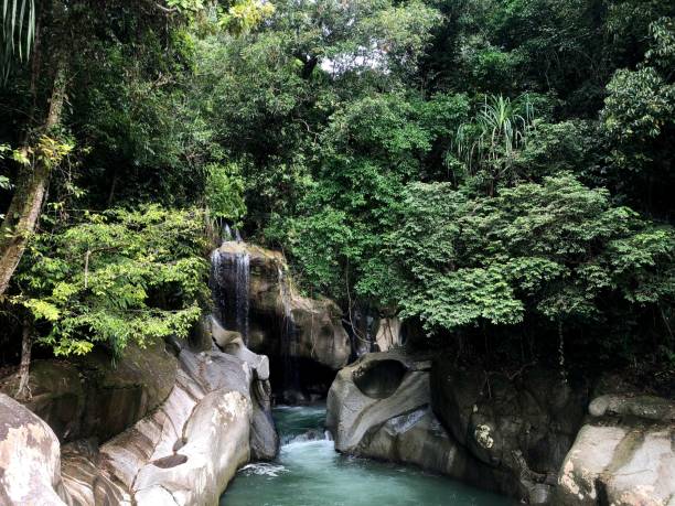 가마란 살리부탄의 니야라이 폭포, 웨스트 수마트라 - waterfall mountain stream thailand 뉴스 사진 이미지