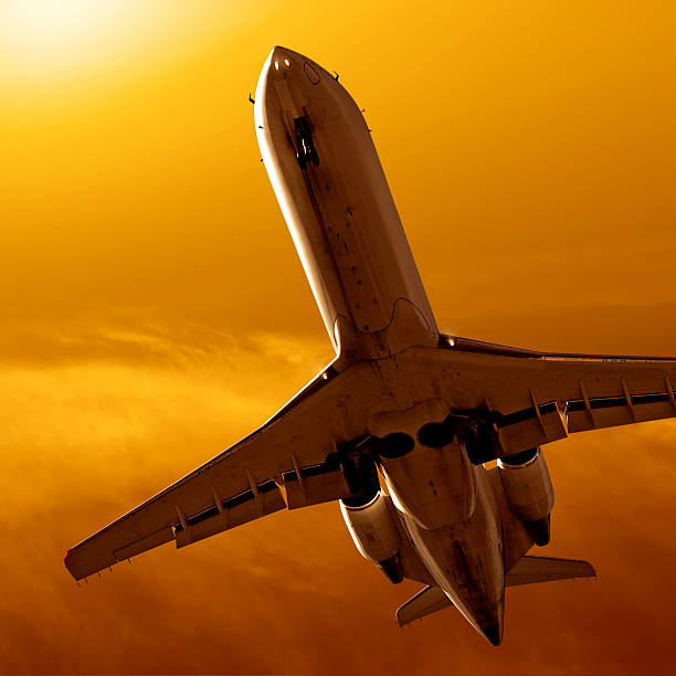 istock corporate jet airplane landing at sunset 136881872