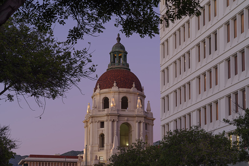 Aerial photos of the San Francisco Supreme Court building at twilight.