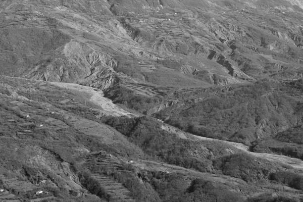 istock Zoom in the mountains, black and white 1368821305