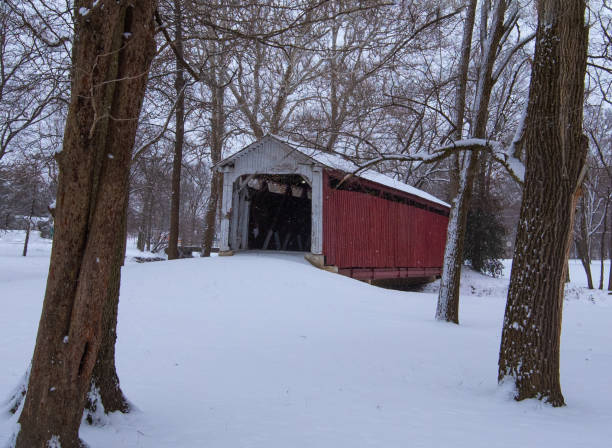 istock Covered Bridge in the Snow-Howard County, Indiana 1368823716