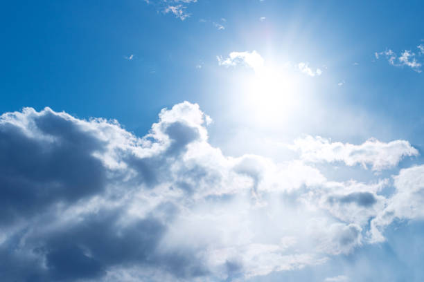 istock Blue sky background. Blue sky with clouds close up 1368824852